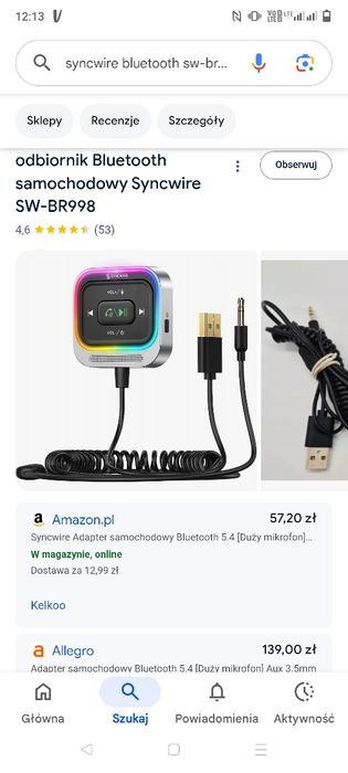 Adapter samochodowy Bluetooth 5.4 SyncWire SW-BR998 odbiornik