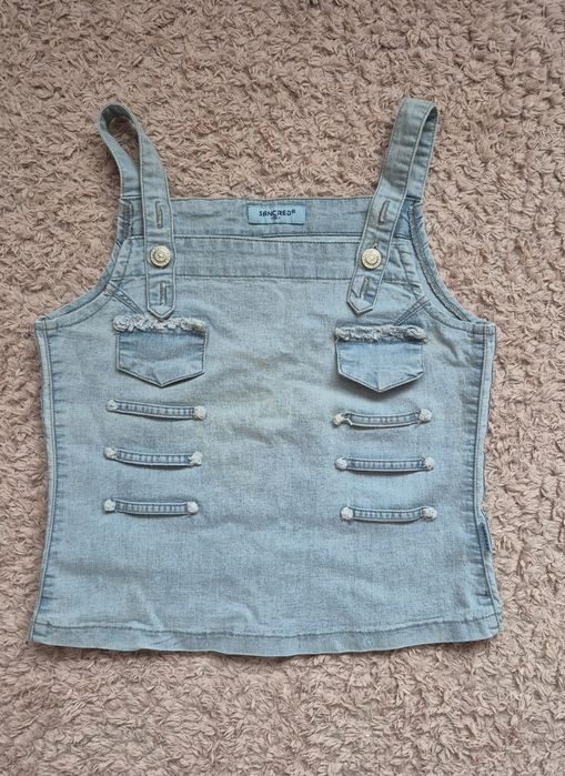 Jeansowy top Sancred – rozmiar S – styl distressed