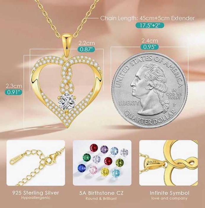 ZŁOTY NASZYJNIK SERCE ŁAŃCUSZEK zawieszka Srebro 925 pozłacane