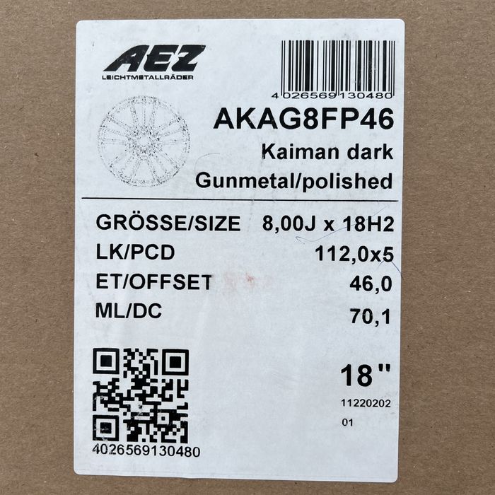 5x112 r18  Диски нові AEZ Kaiman dark Gunmetal/polished VW, AUDi, skod