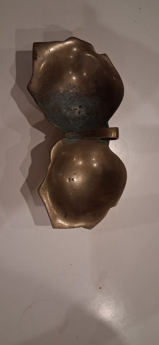 Mosiężna patera wzór liścia