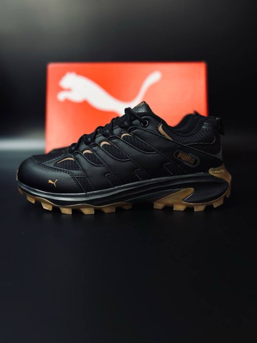 Мужские термо кроссовки пума черные кожаные красовки puma black