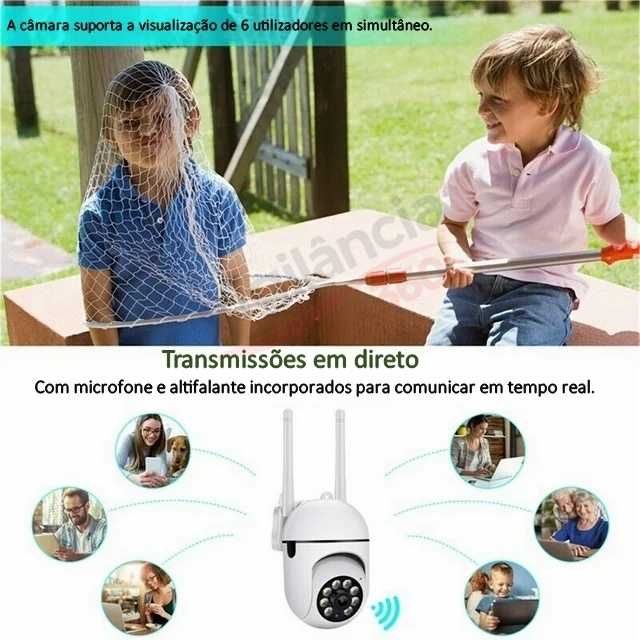 Câmara WiFi Rotativa PTZ FullHD Visão Noturna a Cores IP66 NOVA
