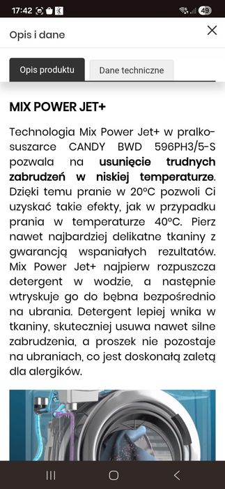 Pralko suszarka Candy Bianca