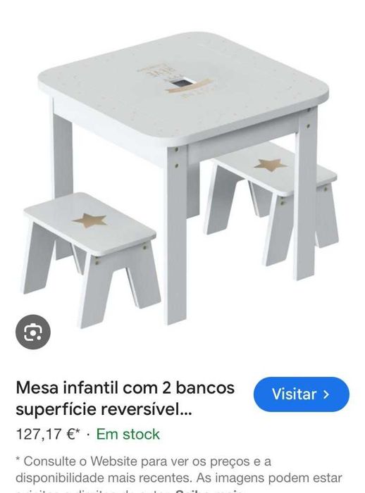 Mesa infantil com arrumação + bancos