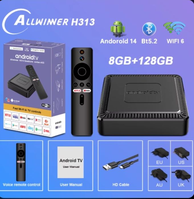 Android TV Box - SMART TV - 8GB/128GB - Bluetooth, WiFi, Multi-screen