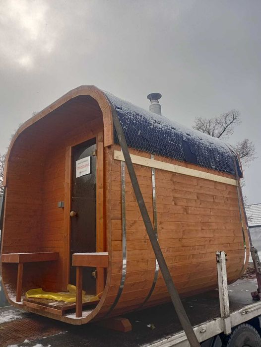 Sauna Circle Large Close 3,0m z przedsionkiem beczka sauna ogrodowa