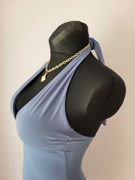 Niebieski kombinezon damski obcisły na siłownię M 38