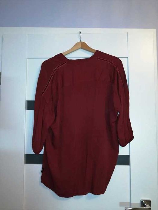 Bordowa oversize koszula Diverse dekolt V rozm. XS