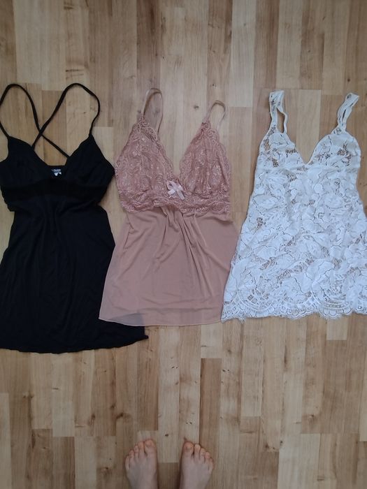 Koszule nocne damskie zestaw 2 pary S + gratis