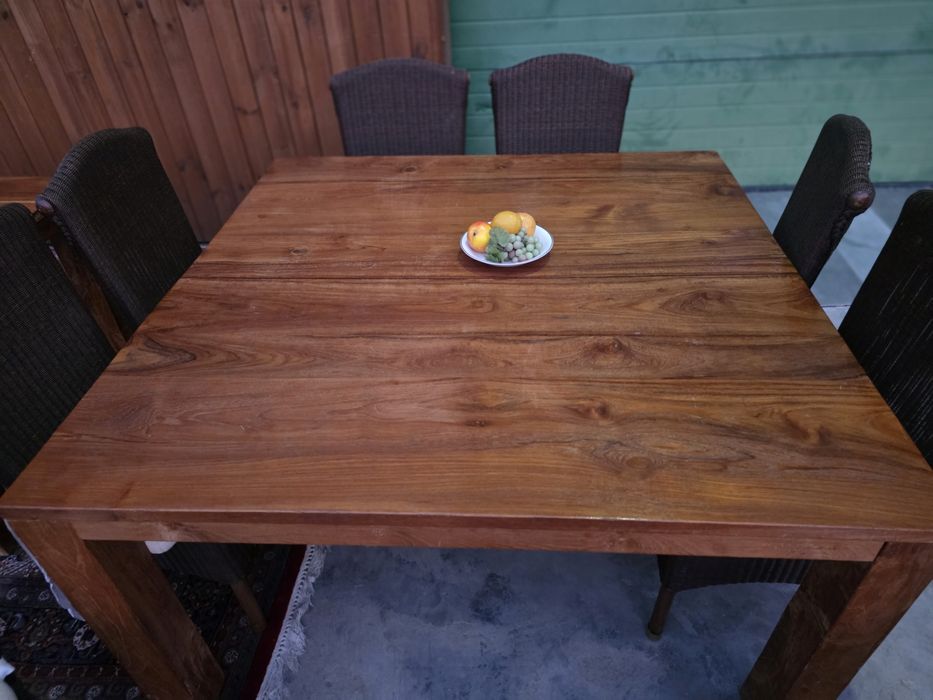 Kolonialny stół kwadratowy 140 cm tekowy #1675 Stylowy Węgrów