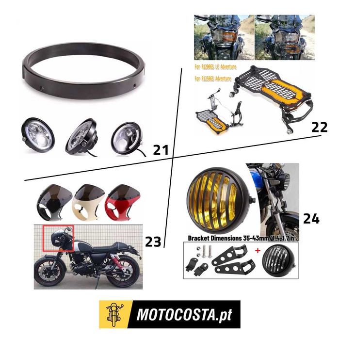 Faróis Frontais - 5.75" e 7" com Piscas e Halo - MOTOCOSTA