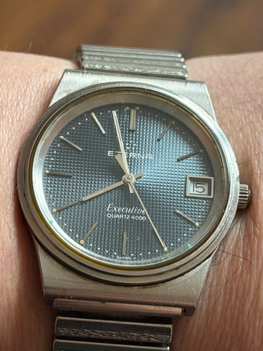 Eterna Executive Quartz 4000 rozmiar, 35/41mm, piękny stan, po serwisie , lata 70te, w stali