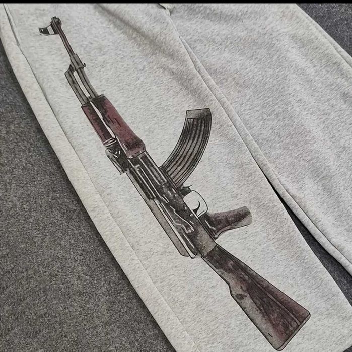 Штани широкі, беггі, чоловічі, з АК-47 на штанині, розміри M,L,