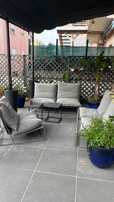 Conjunto Lounge de Jardim SKLUM Amaro – Cinza | 2 Sofás + 1 Poltrona