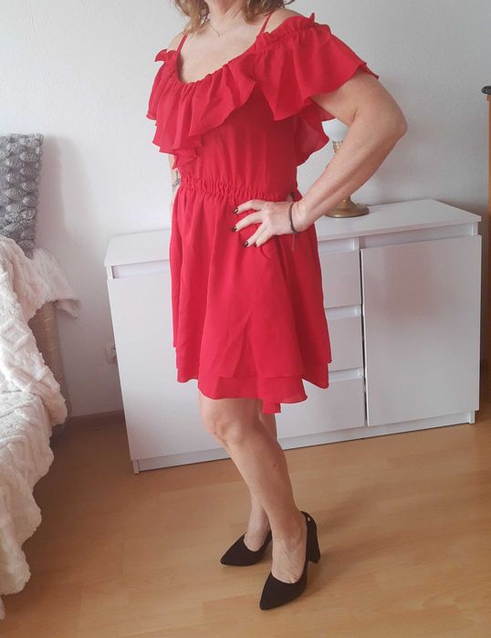 sukienka hiszpanka mini L czerwona