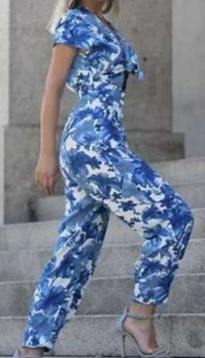 Zara kombinezon w kwiaty LEN, L XL