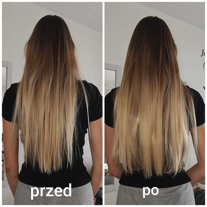 Włosy przedłużane naturalne doczepiane na klipsy clip in blond 50cm