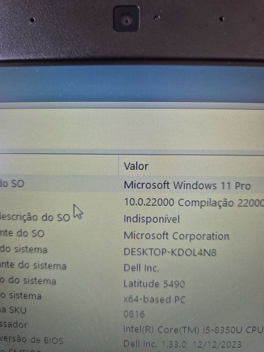 dell 5490 processador i5-8350U, sem anomalia