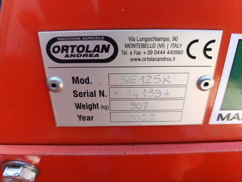 Glebogryzarka separacyjna ORTOLAN ANDREA MODEL SE 125R do mini ciągnik