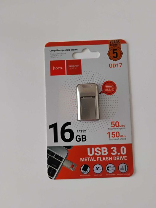 Pendrive 16GB USB 3.0 (USB C) Hoco UD17 nikiel