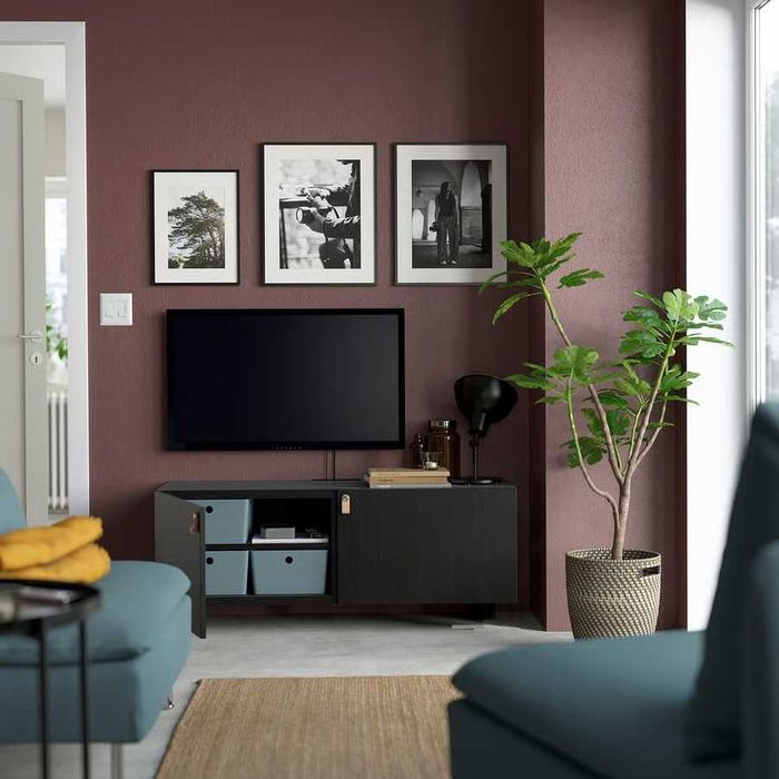 Móvel de TV c/portas Ikea Bestå preto-castanho/Lappviken/Stubbarp, 120x40x38 cm