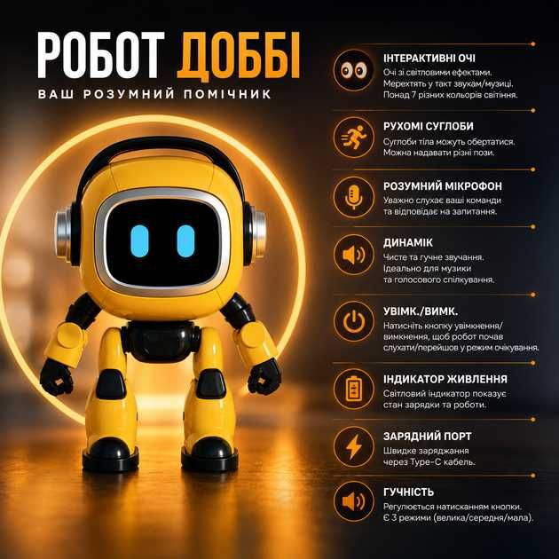 Інтерактивний розумний ІІ-робот DeepSeek AI з голосовим керуванням Wi-Fi та українською мовою, интерактивный ии-робот-игрушка