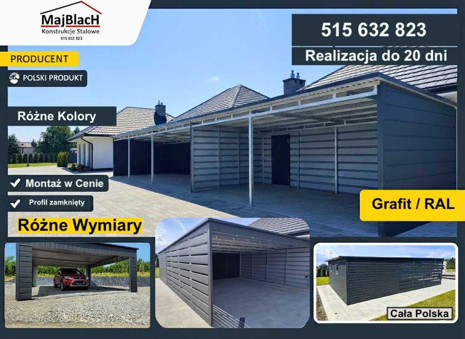 Wysoki Garaż Blaszany Ocynkowany - Magazyn - OCYNK - HALA – Maj-BlacH