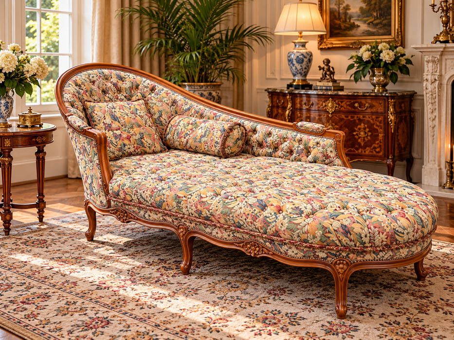 Stylowy Szezlong Sofa Kanapa Leżanka Ludwikowska Łóżko Ludwik Stan BDB