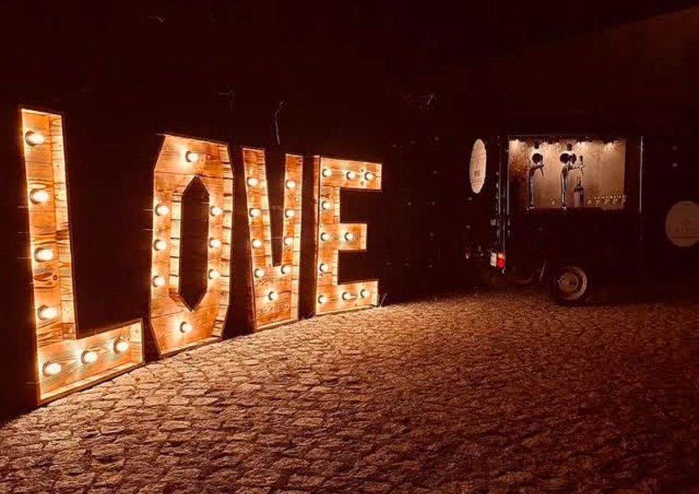 Napis Rustykalny Miłość / Love Atrakcje Weselne