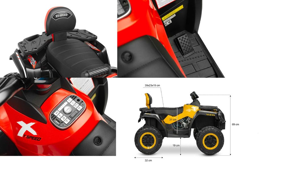 320W 4x4 24V Udźwig 59kg Auto pojazd Quad na akumulator RUSH autko