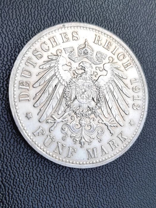 Срібна монета 5 марок 1913 Прусія