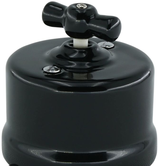 2 szt Wlacznik ceramiczny natynkowy czarny retro