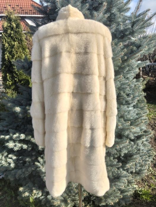 Ог 120! Біла норкова шуба поперечка довга 48-50-52