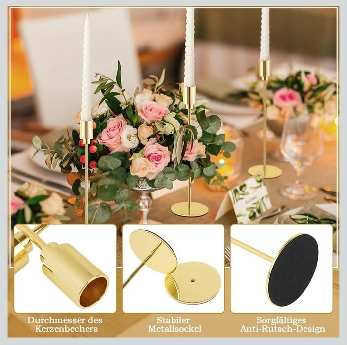 Złoty świecznik 21 sztuk trzy rozmiary