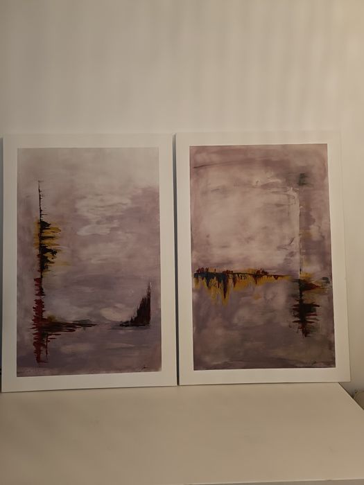 Zestaw dwóch obrazów. Ręcznie malowany na płótnie. Abstrakcja