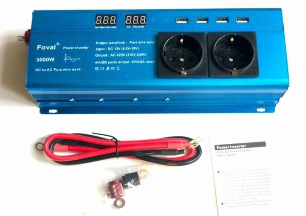 ОРИГІНАЛ!! Інвертор FOVAL 3000W 12V EU (наша розетка, чиста синусоїда)