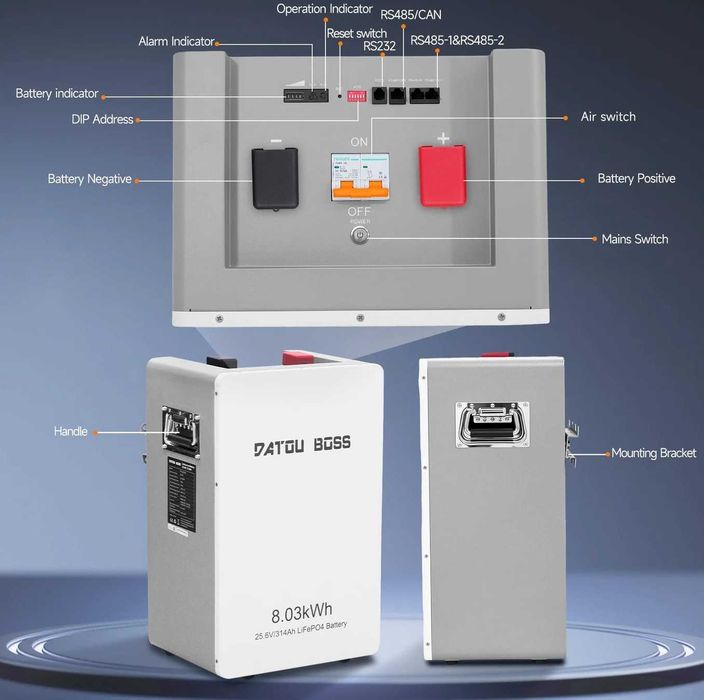 Datouboss LiFePO4 акумулятор 24v 314Ah 8квт. EU Сертифікат.