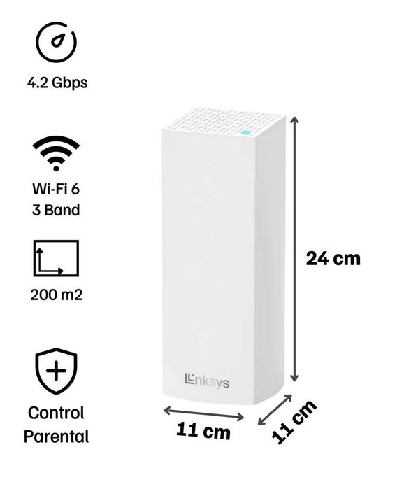 Mesh-система Linksys WIFI 6 (2,4GHz+2x5GHz) 4.2 Gbps 802.11ax до 400м²
