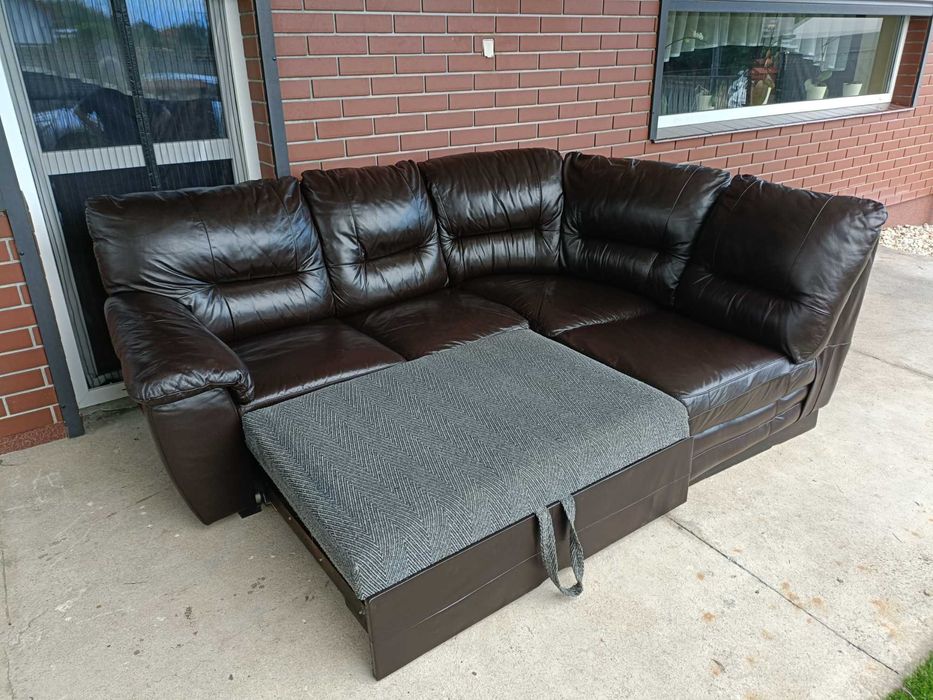 Sprzedam narożnik ze skory -Skóra -skórzany –skórzana -skórzane