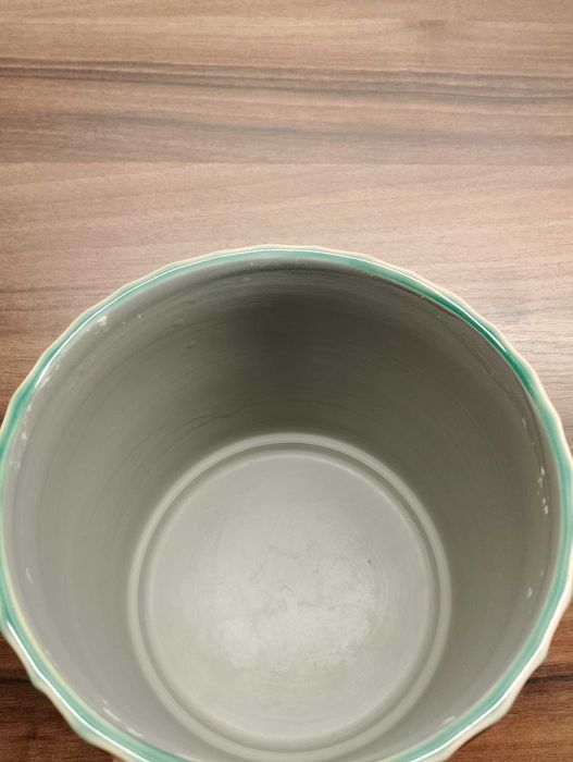 Robina ceramiczna donica doniczka butelkowa zieleń w jodełkę