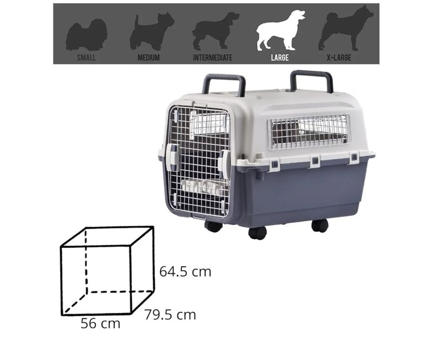 Bolsa de transporte portátil e respirável para cães e gatos de grande porte. Material resistente. 79 x 56 x 64 cm (C*L*A). Duas alças.