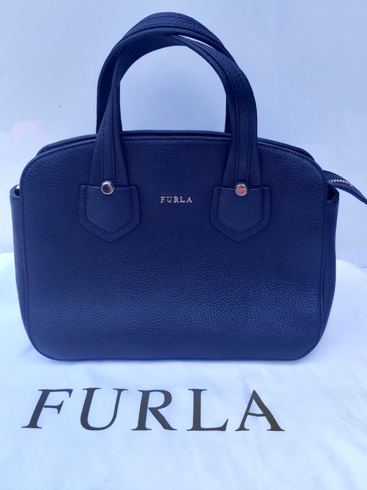 Torebka FURLA skórzana mała kuferek klasyczna torba czarna OKAZJA