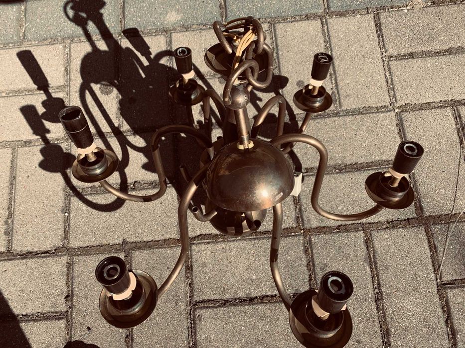 żyrandol lampa mosiężna i kinkiet