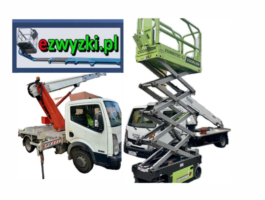 Podnośnik koszowy podest nożycowy zwyżka do 35m z operatorem lub bez