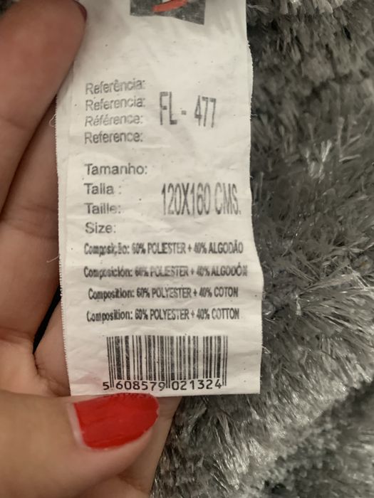 Carpete cinza 120x160cm