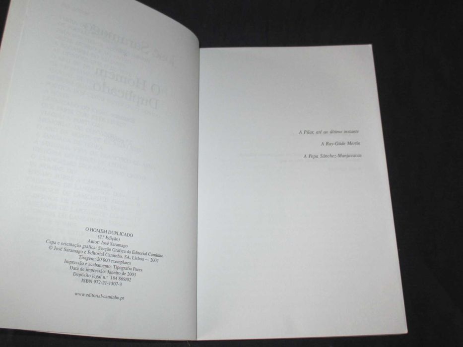 Livro O Homem Duplicado José Saramago 2ª edição