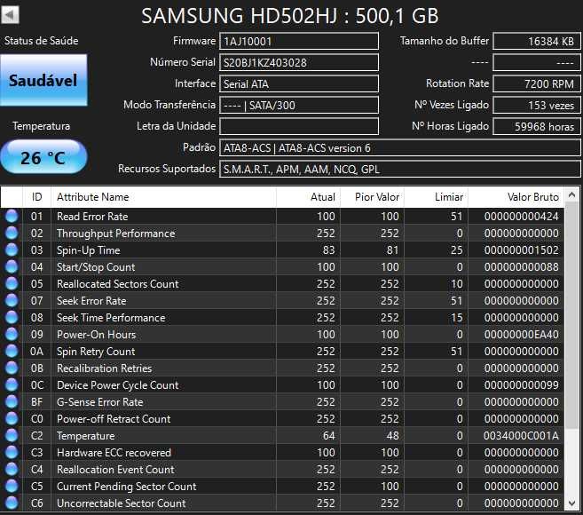 Disco Rígido SAMSUNG HD502HJ 500GB 7200RPM SATA HDD