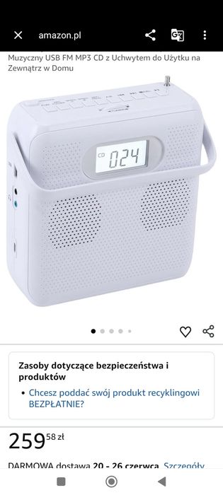 przenośny odtwarzacz CD marki VELATEMOR biały