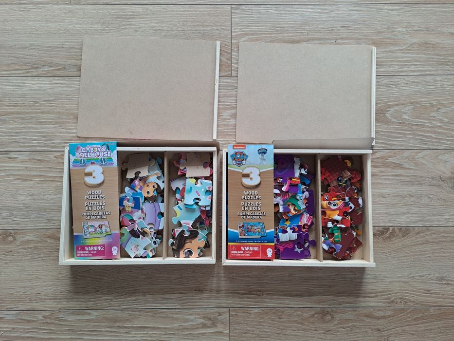 Spin Master 2x puzzle drewniane Psi Patrol i Koci Domek Gabi